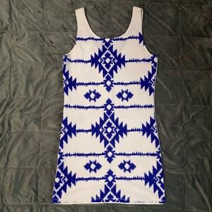 Joe Boxer White and Blue Geometric Print Dress